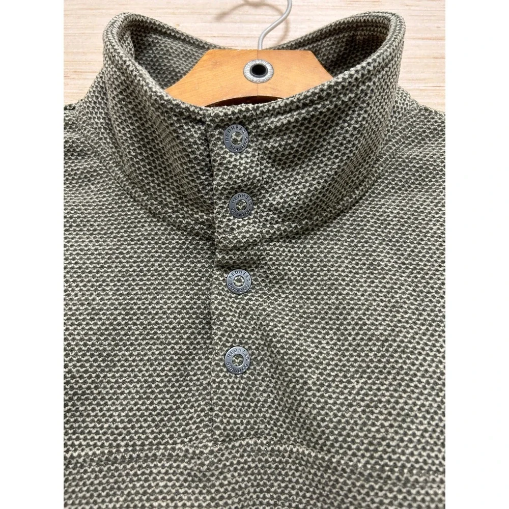 RedHead‎ Mens XL Olive Green Textured Knit Mock Neck 4-Button Pullover Sweater
